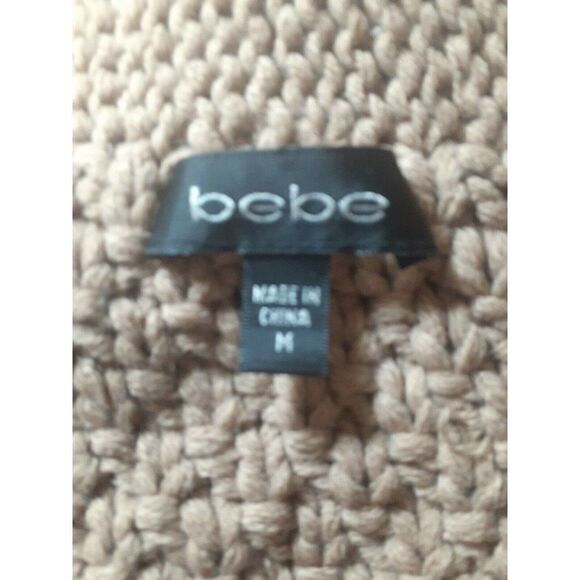 Bebe Sweater Cardigan Beige Brown Chunky Knit Size Medium - Picture 6 of 7